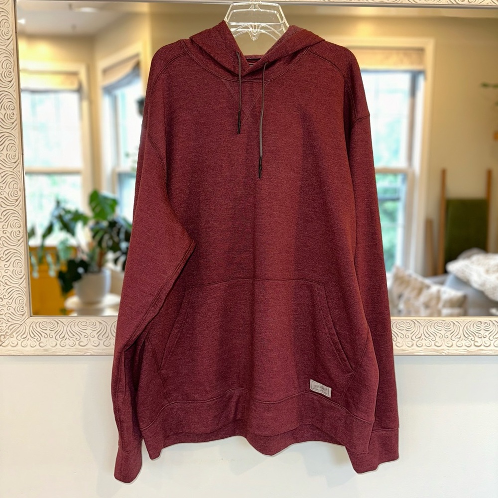 New Eddie Bauer Cotton Maroon Burgundy Men’s Fleece Pullover Hoodie XL